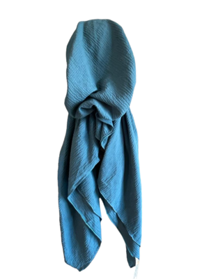 Deep teal textured solid pre-tied tichel