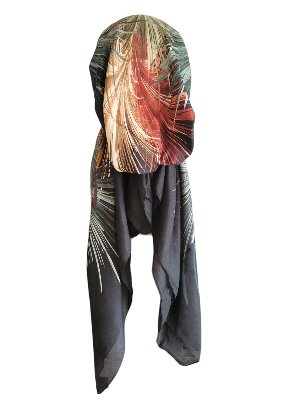 Black/beautiful - multicolored Turkish pretied tichel w/band sewn in (BBS)