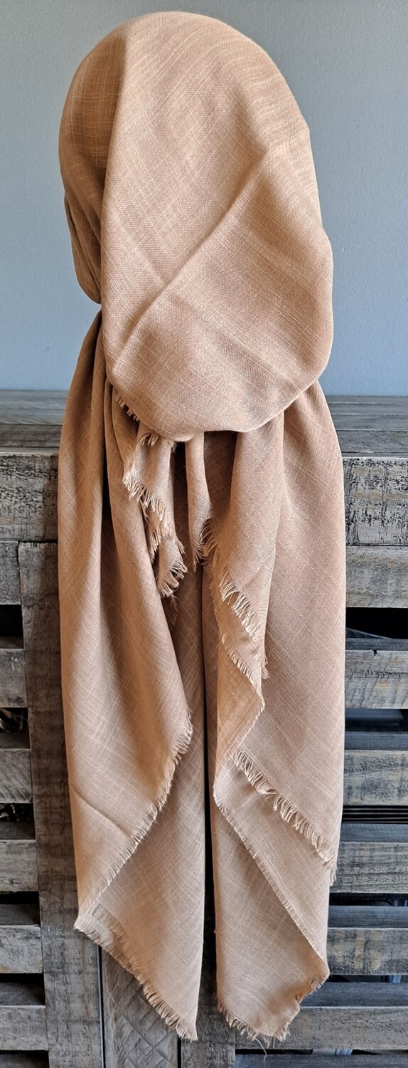Dark tan solid  - soft fringes pretied tichel