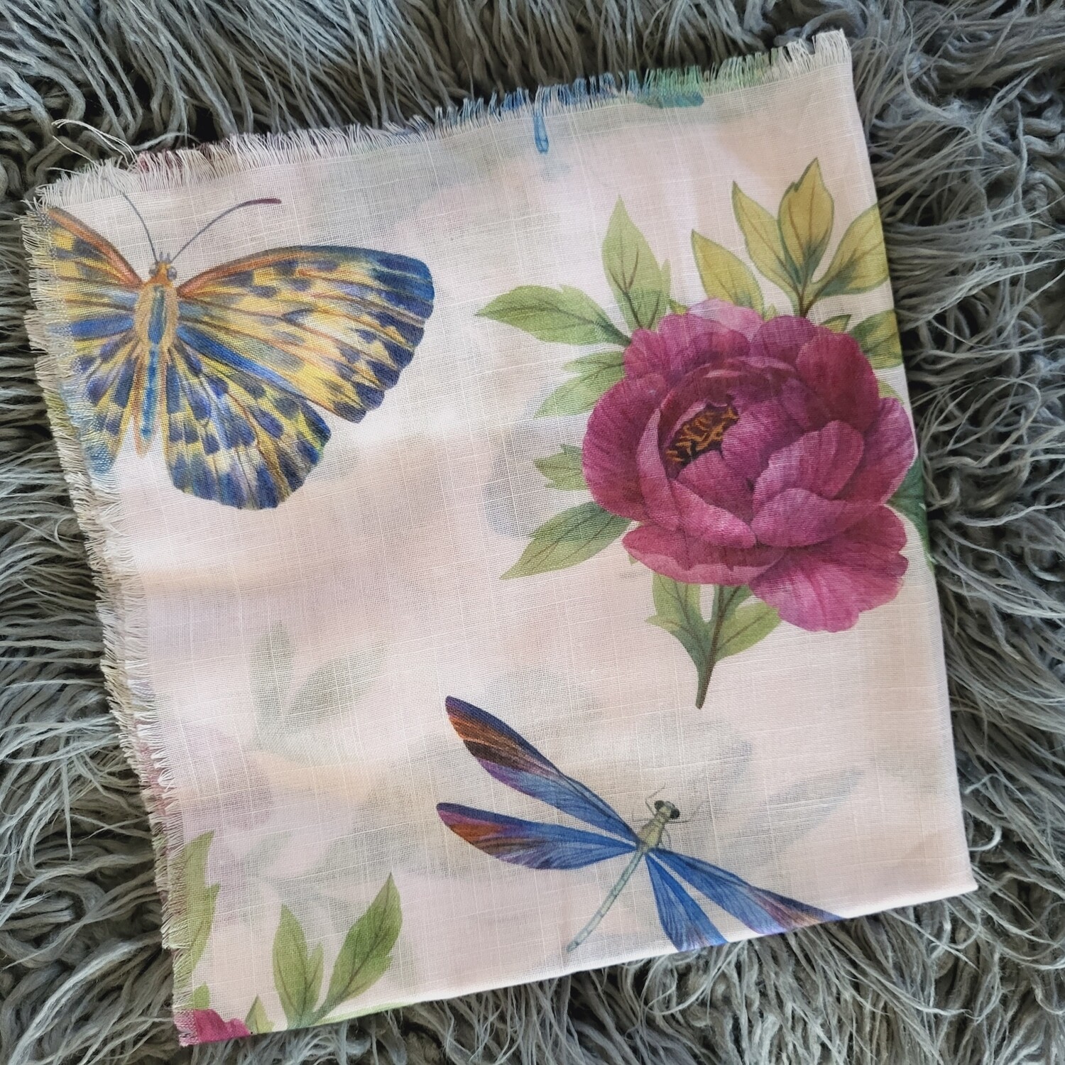 Pinky tan - butterflies &amp; floral soft fringes tichel