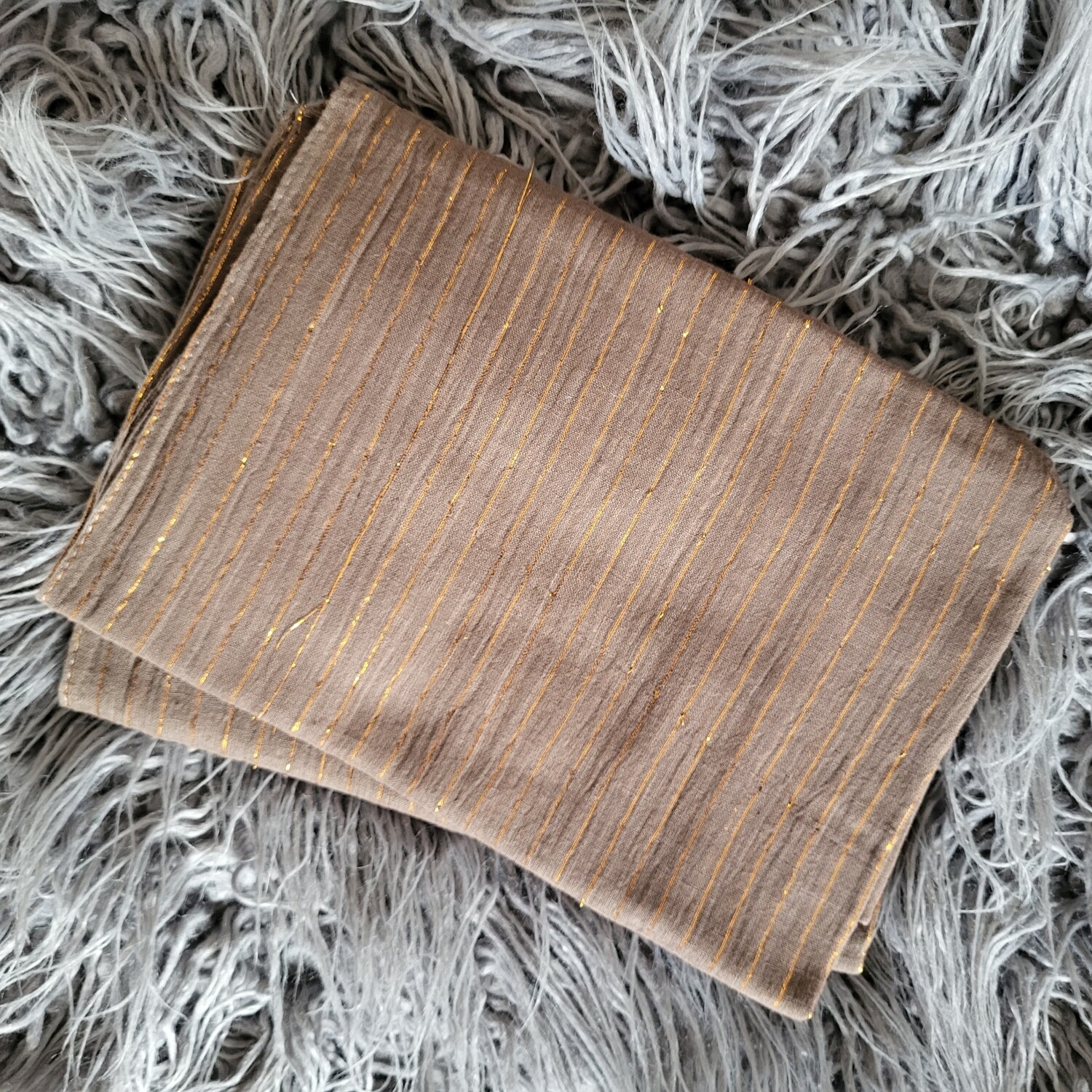 lurex tichel gold threads - greenish brown 