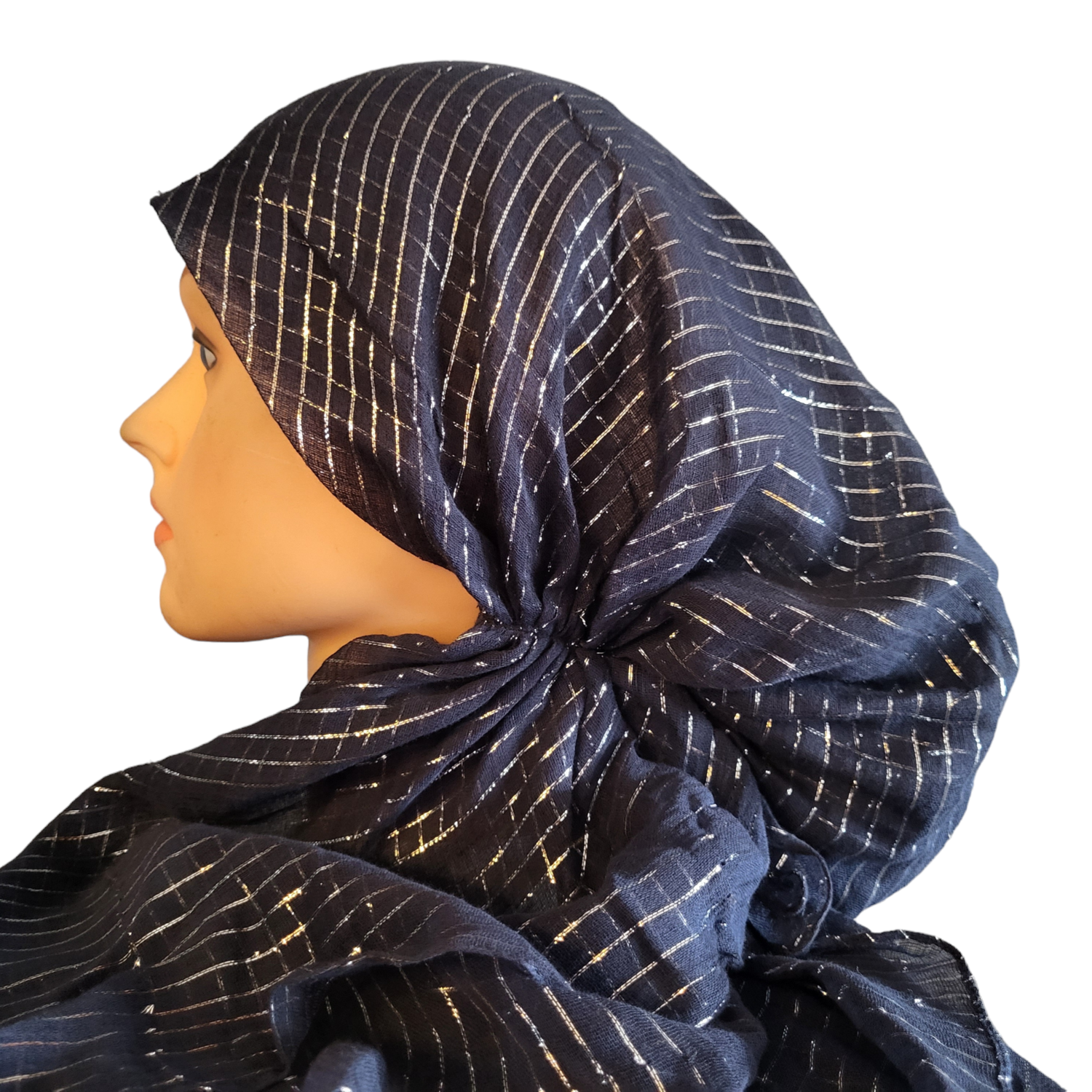 Navy lurex pre tied tichel