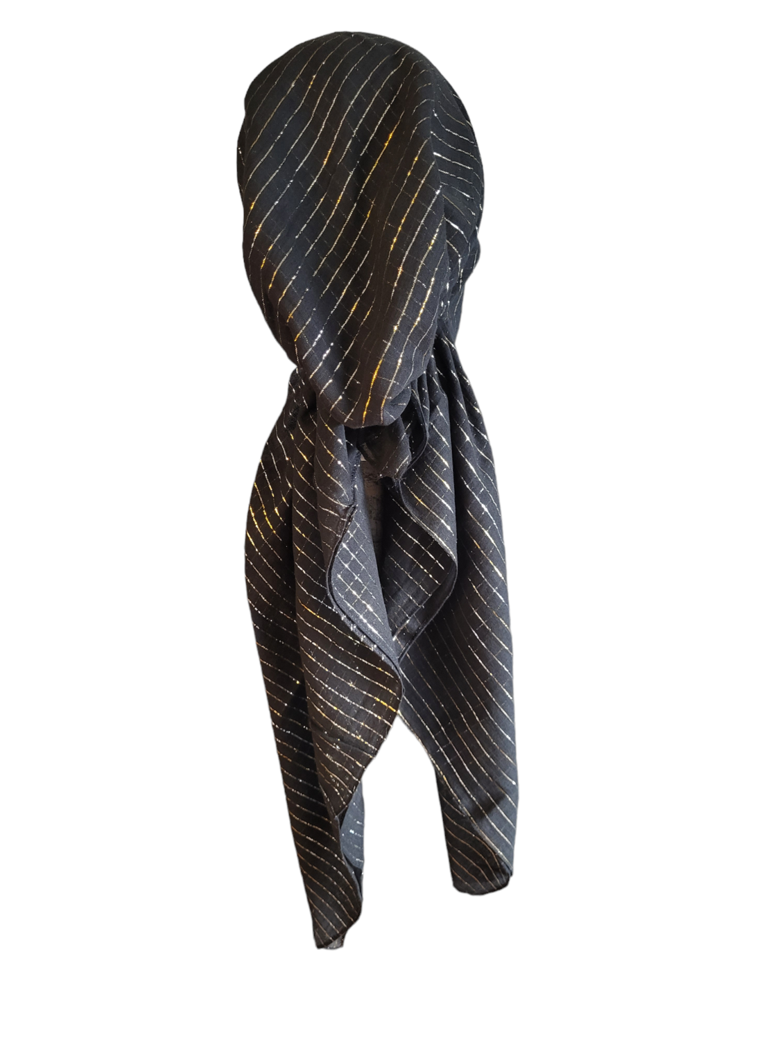 Black lurex pre tied tichel