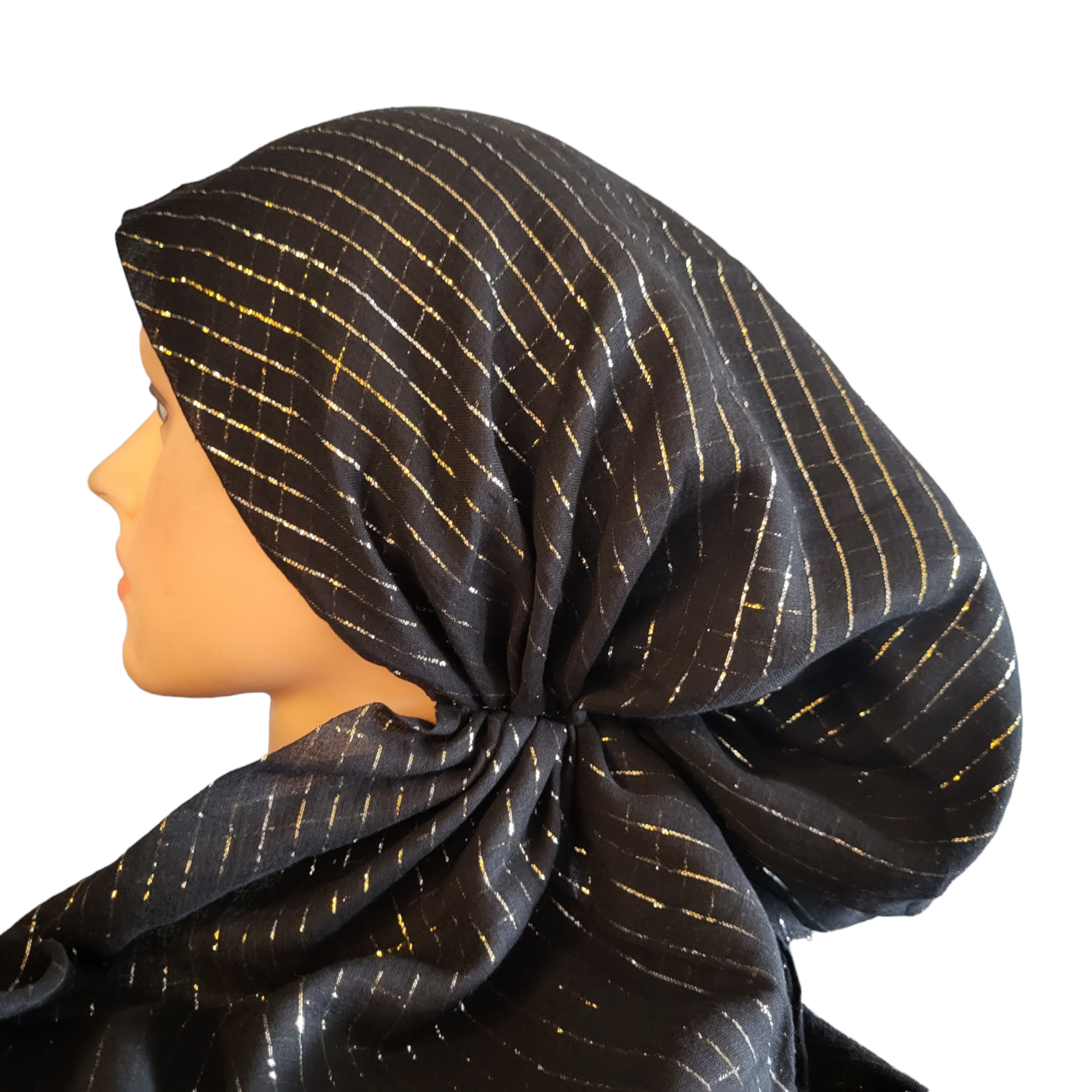 Black lurex pre tied tichel
