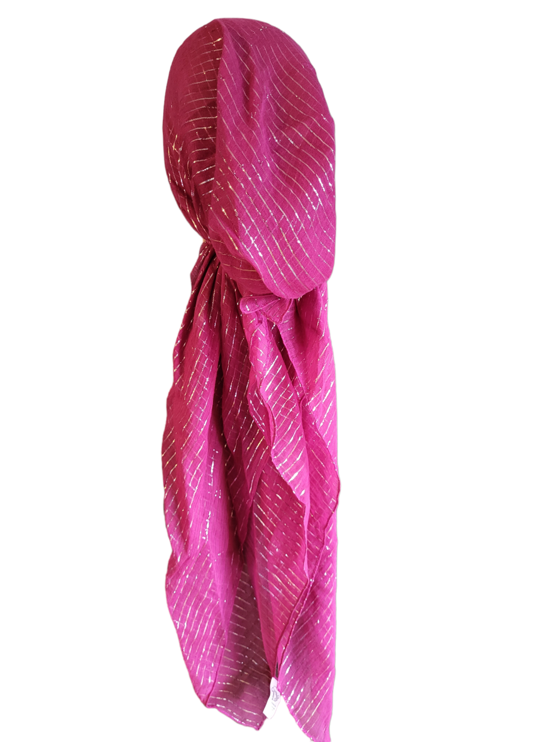 Fuchsia lurex pre tied tichel