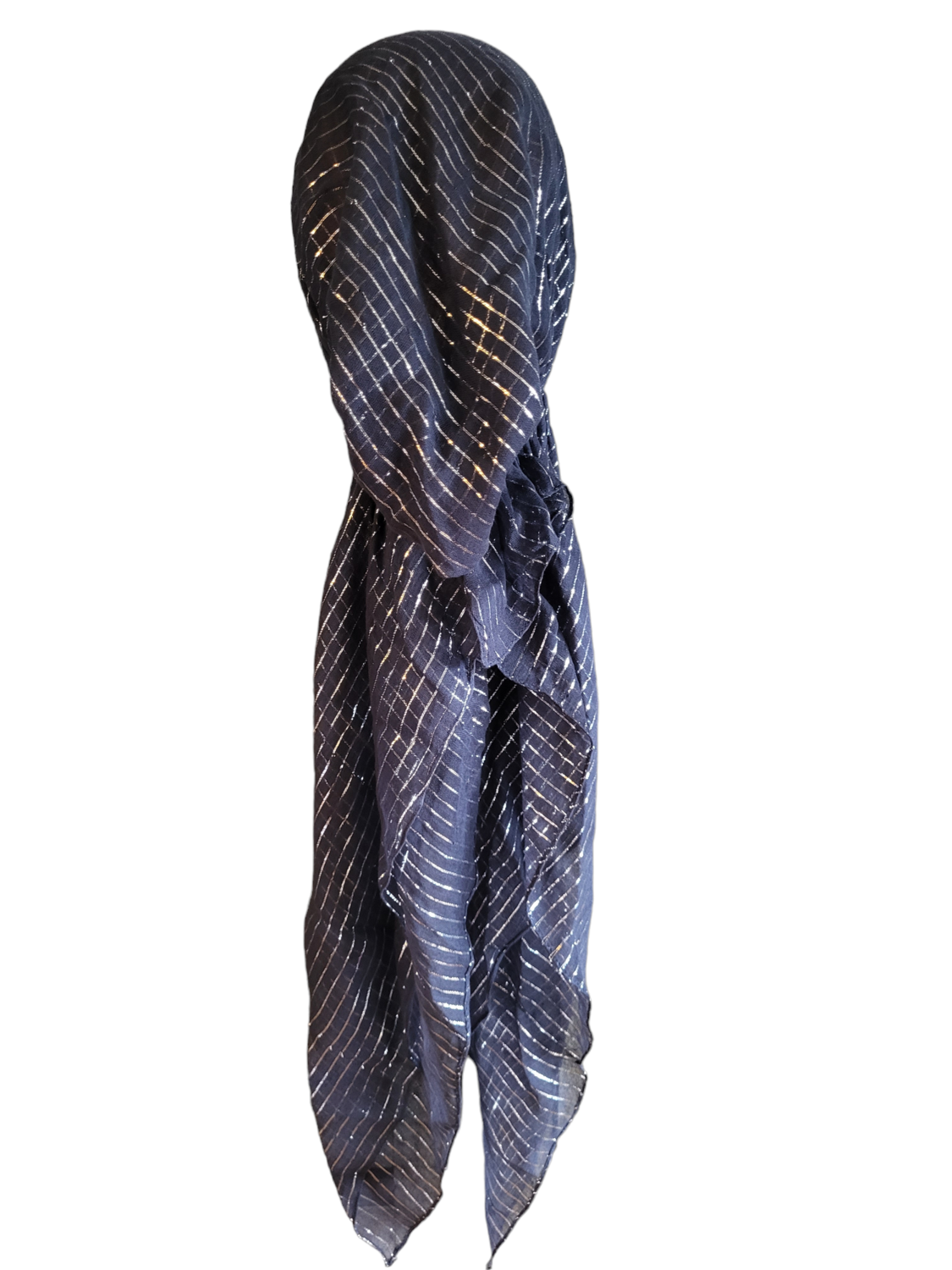 Navy lurex pre tied tichel