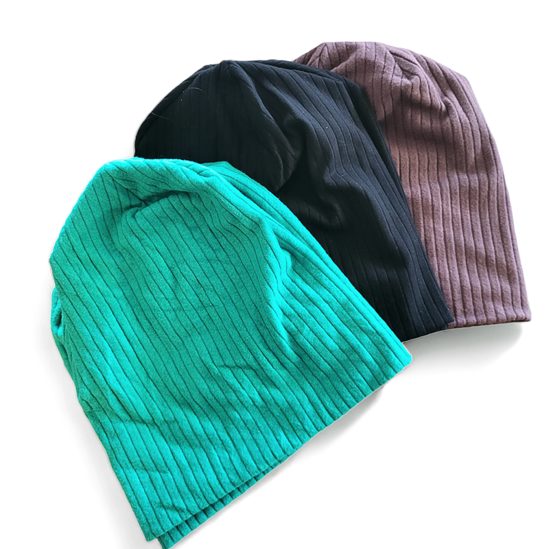 Velour feel - mid weight wide ribbed beanies