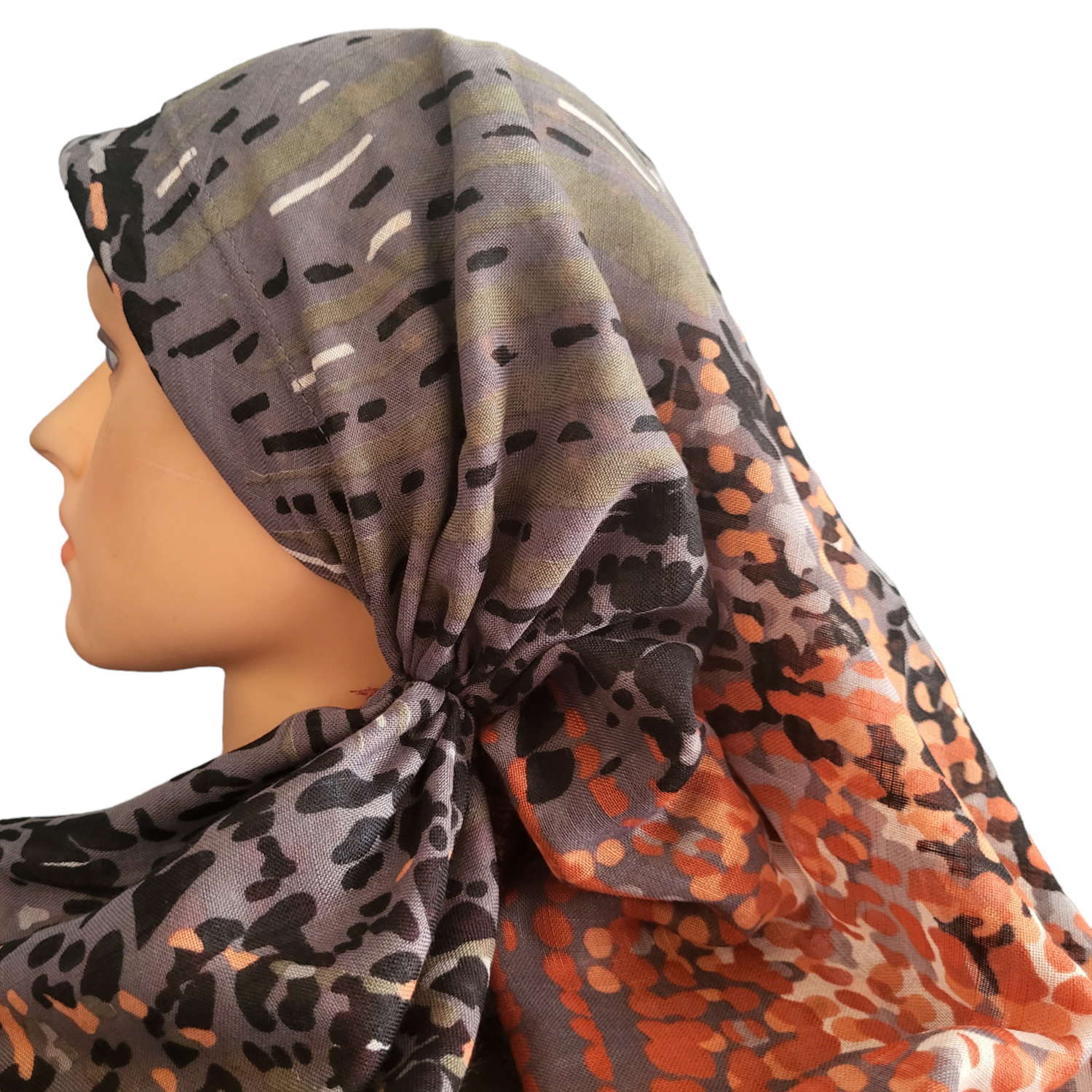 Green n&#39; more colored dotted - long back pre-tied kerchief w/band sewn in  -  soft fringed edges material