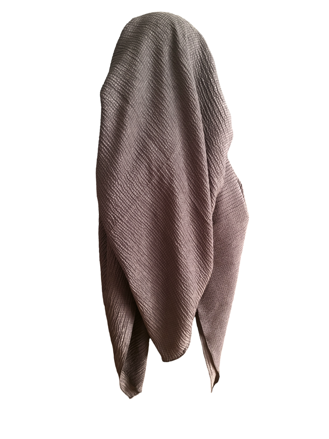 Solid dark gray textured long back pre-tied kerchief w/band sewn in