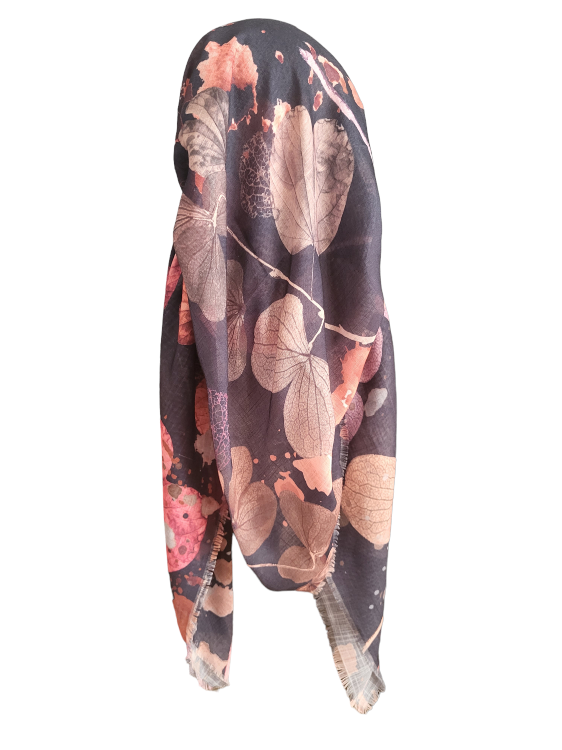 Multicolored long back pre-tied kerchief w/band sewn in  -  soft fringed edges material