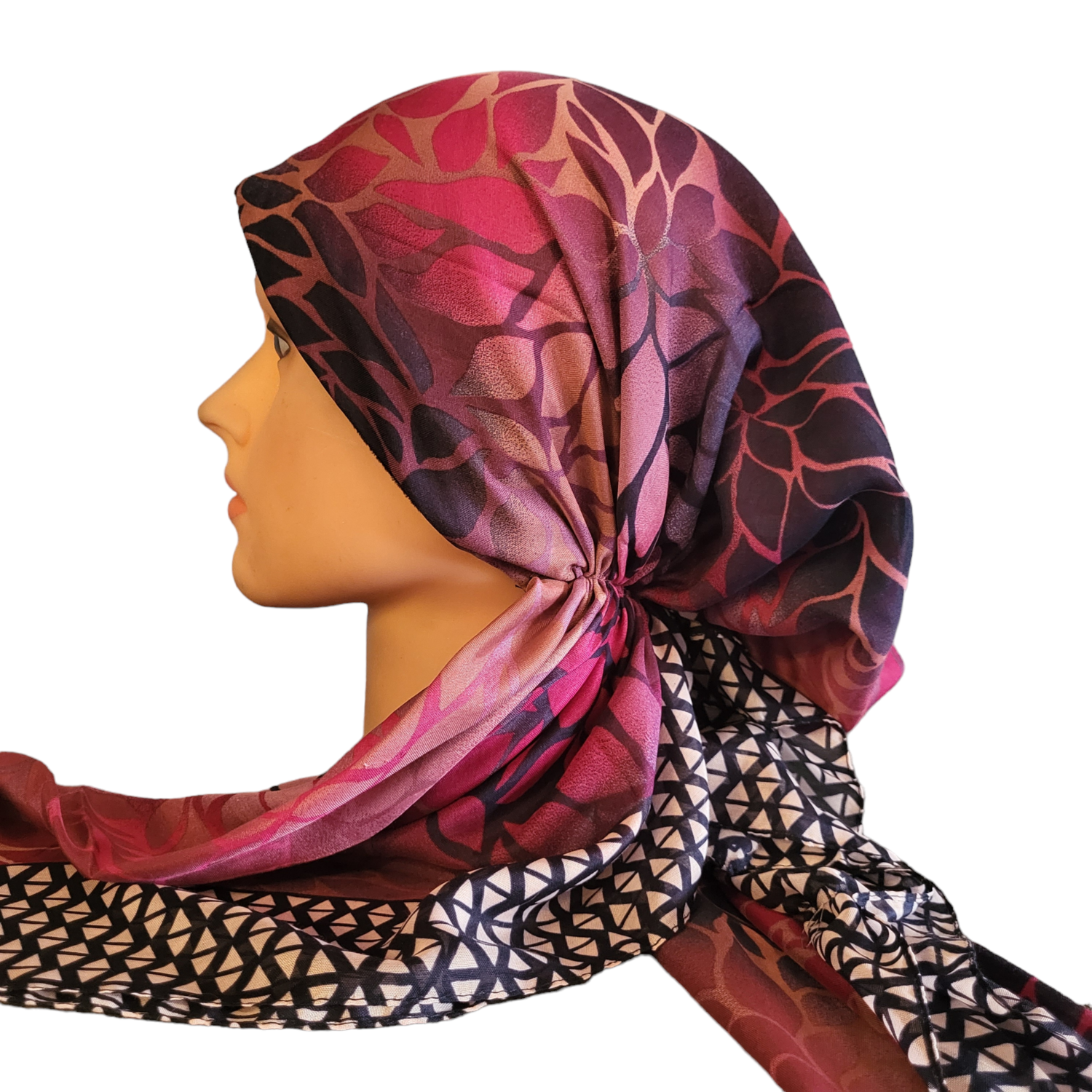 Navy/magenta - multicolored Turkish pretied tichel (BBS)