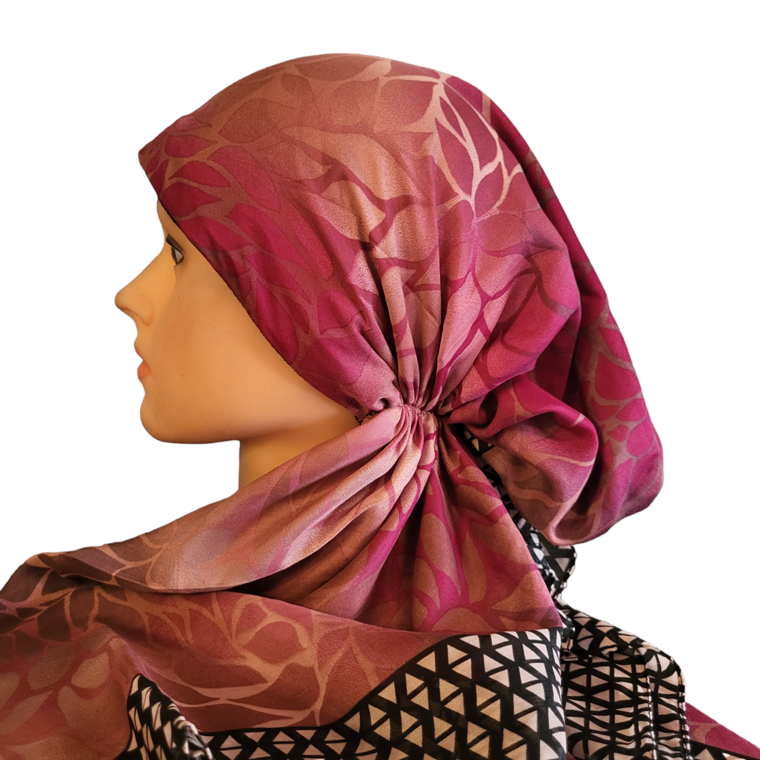 Black/magenta - multicolored Turkish pretied tichel (BBS)