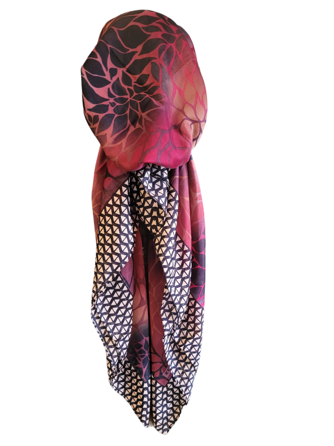 Navy/magenta - multicolored Turkish pretied tichel (BBS)