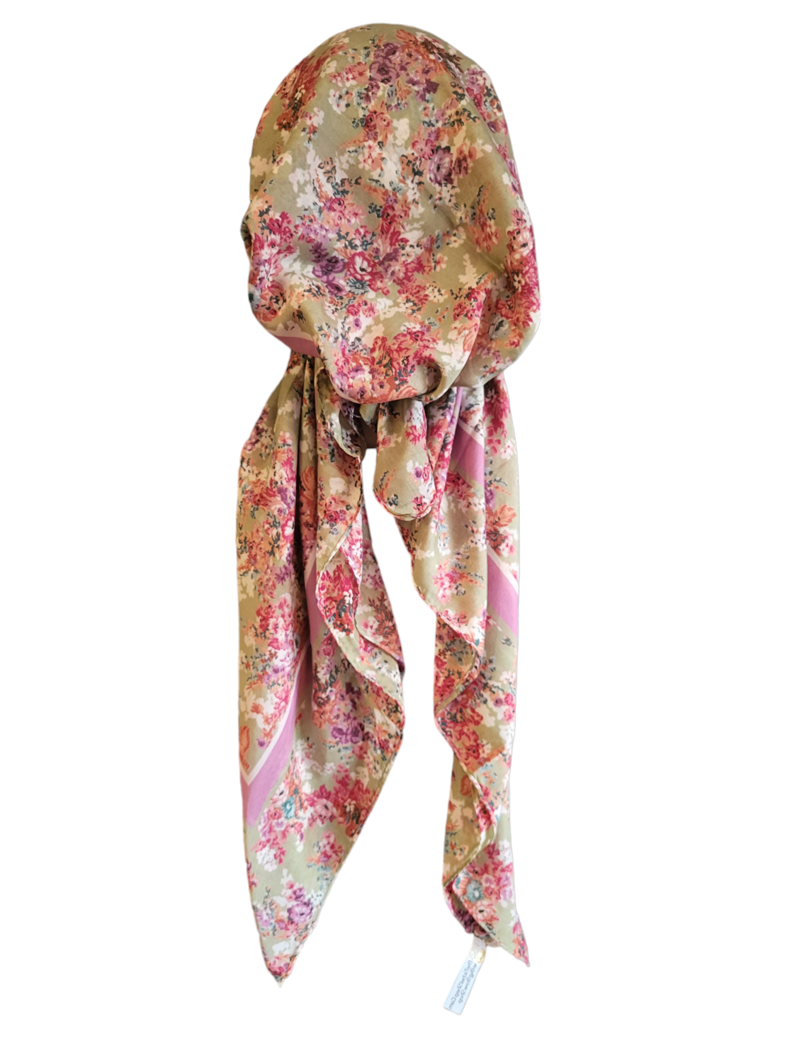 Light olive - floral Turkish pretied tichel (BBS)