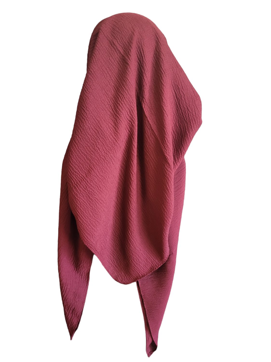 Solid maroon textured long back pre-tied kerchief w/band sewn in