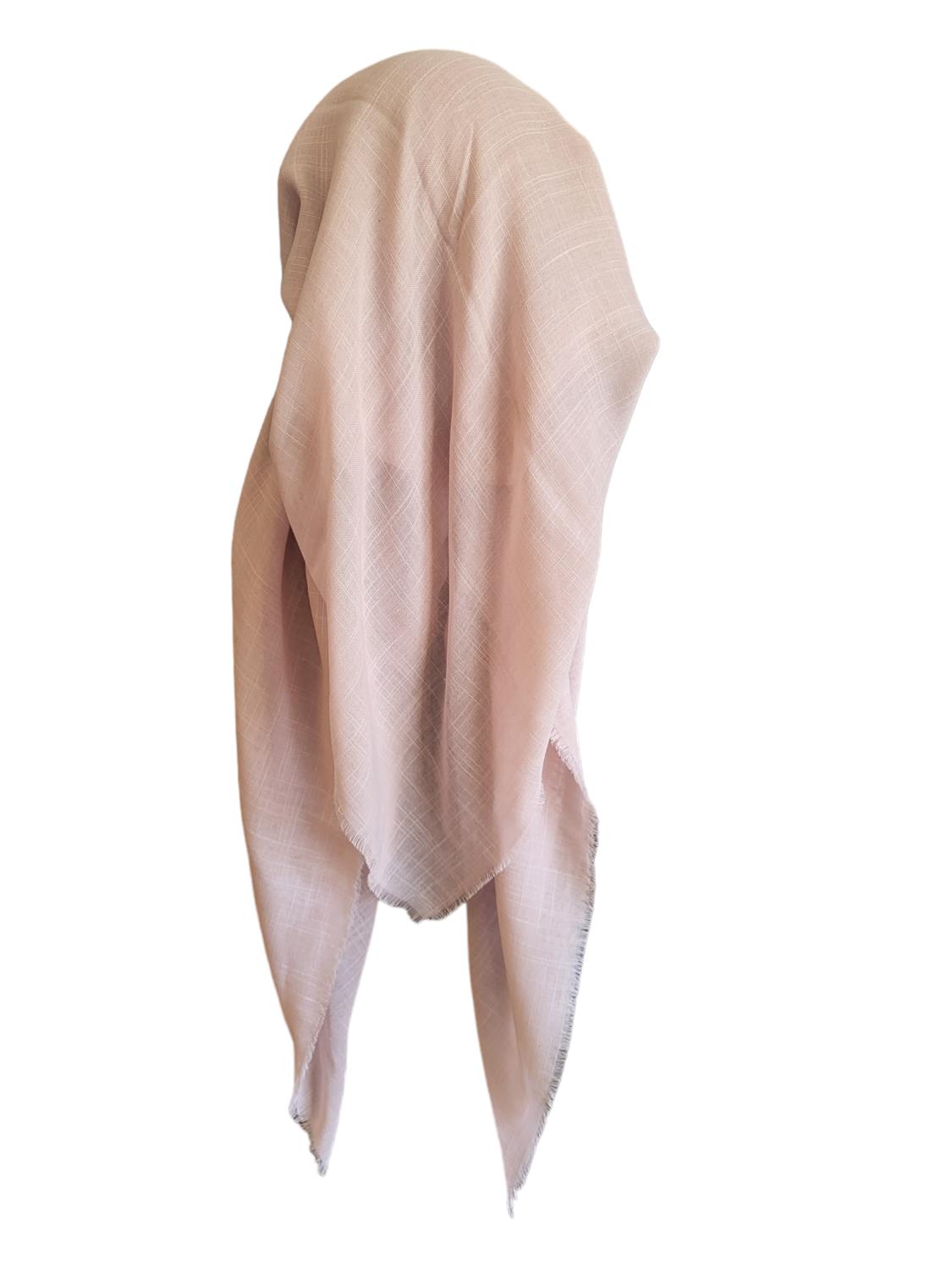 Dusty blush/tan - long back pre-tied kerchief w/band sewn in  -  soft fringed edges material