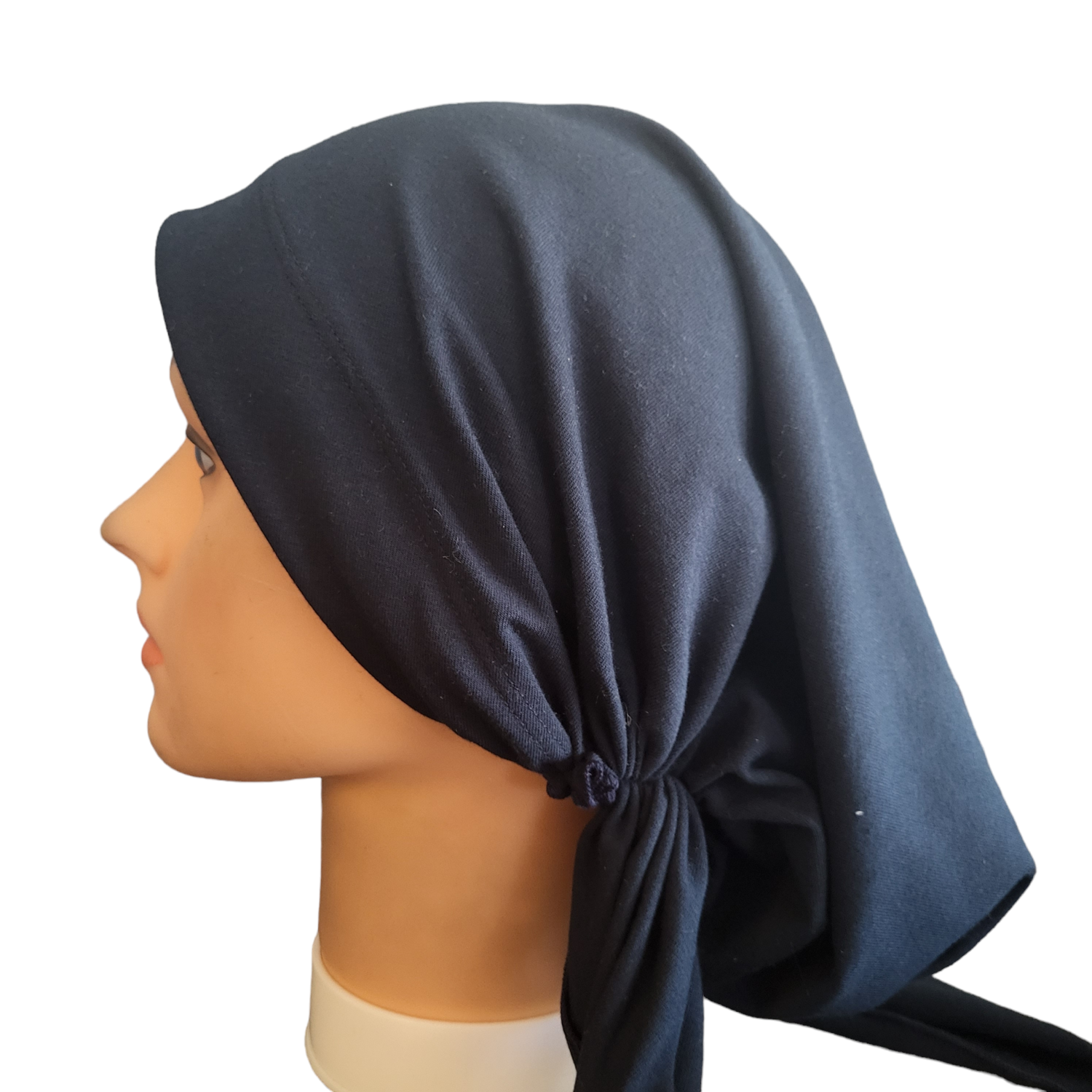 Navy pretied tichel w/band sewn in, choose: smaller