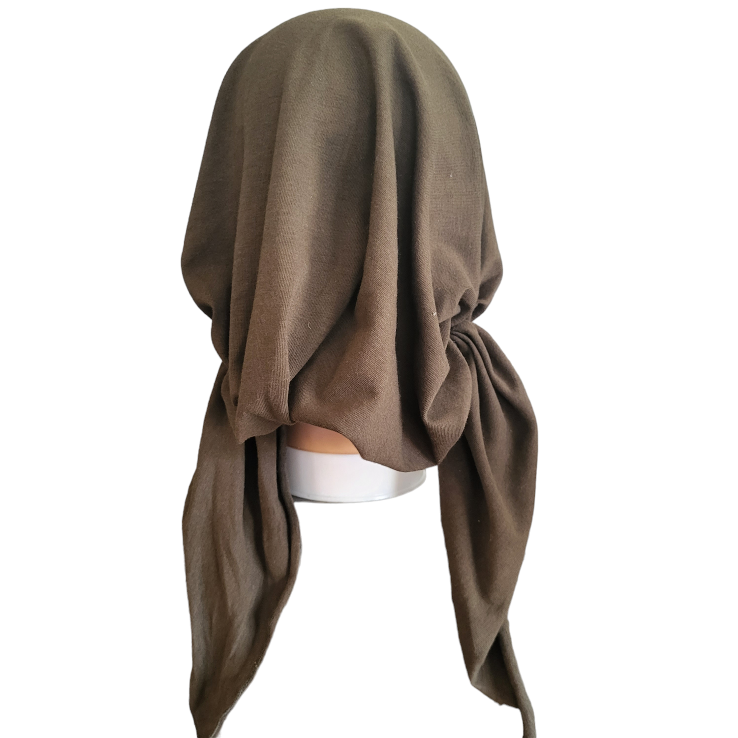 Olive stretchy cotton pre tied tichel w/band sewn in 