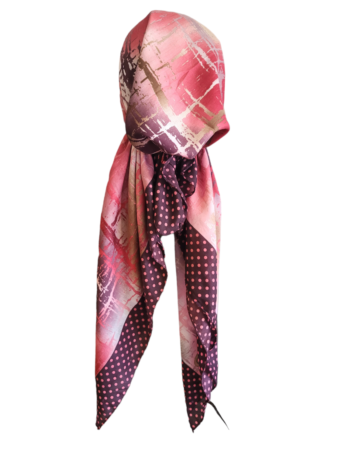 Burgundy - dotted Turkish pretied tichel w/band sewn in (BBS)