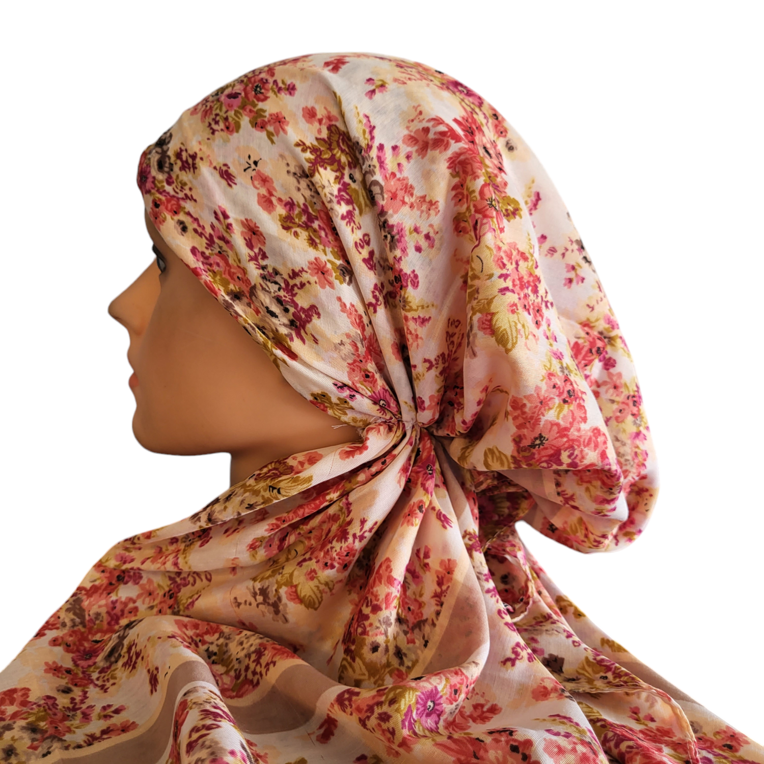 Reddish - floral Turkish pretied tichel (BBS)