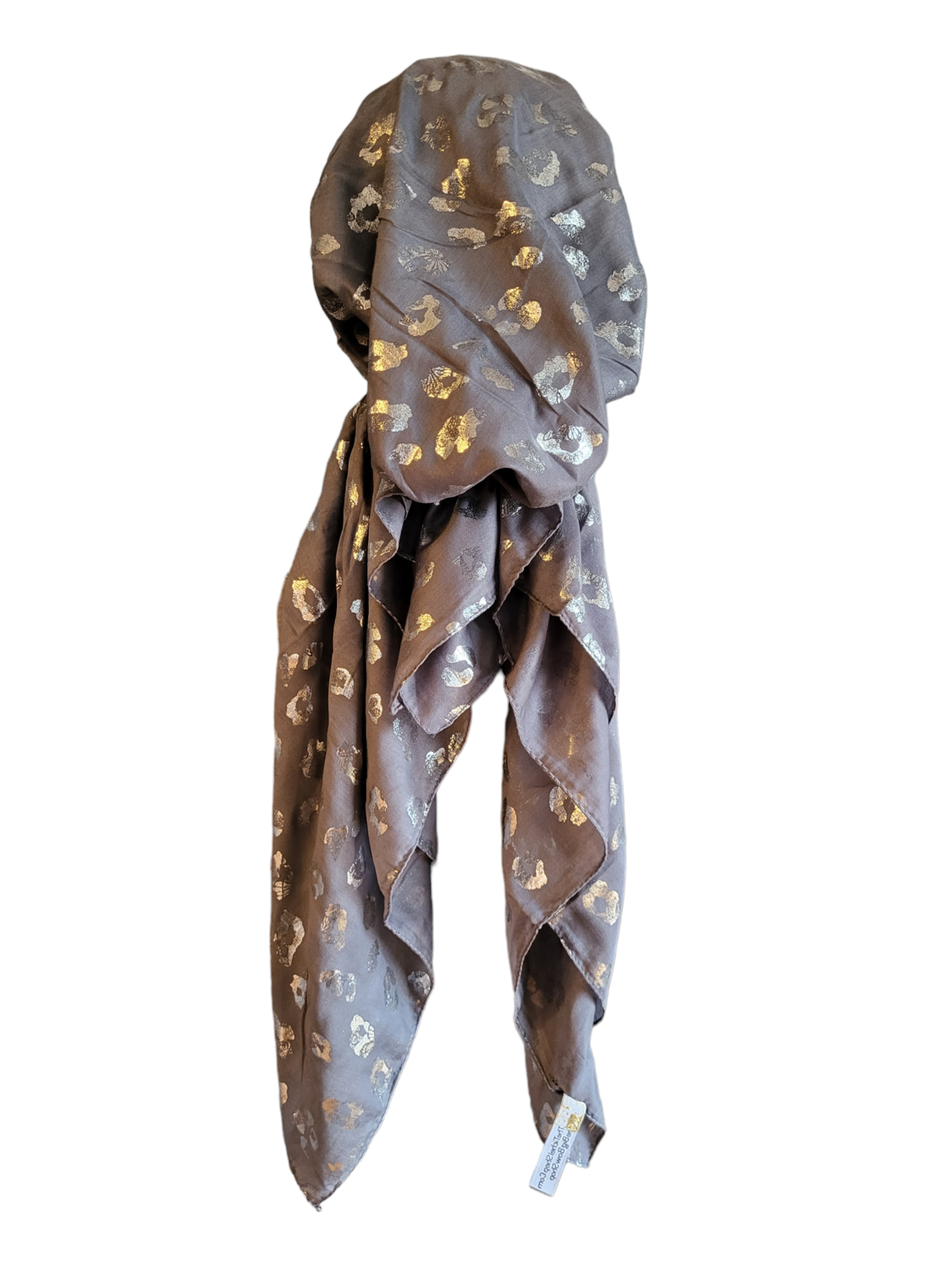 Gray - silver leopard metallic pretied tichel