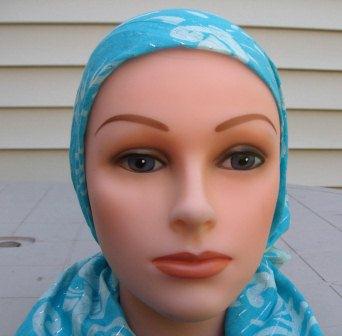 Pre tied tichel  beach blue