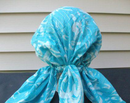 Pre tied tichel  beach blue