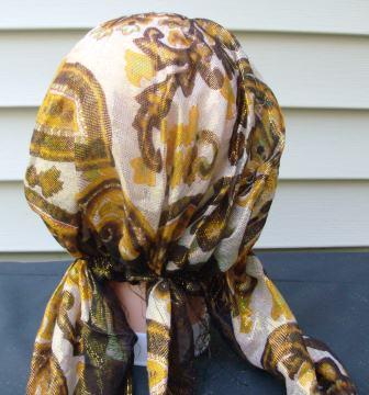 Shimmering pre tied tichel brown