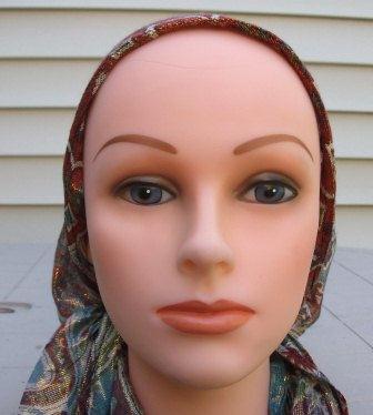 Shimmering pre tied tichel light blue