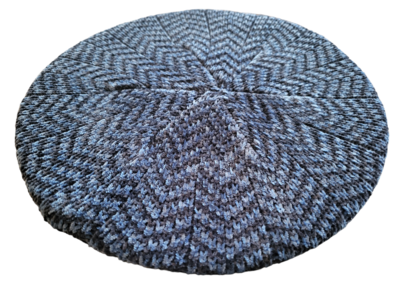 Blue herringbone lined chenille snood/beret