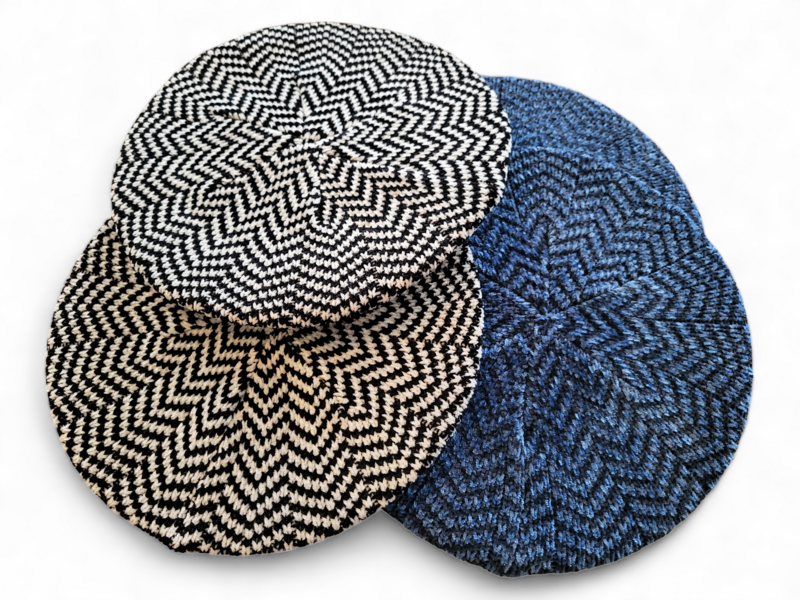 Herringbone lined chenille beret/snoods