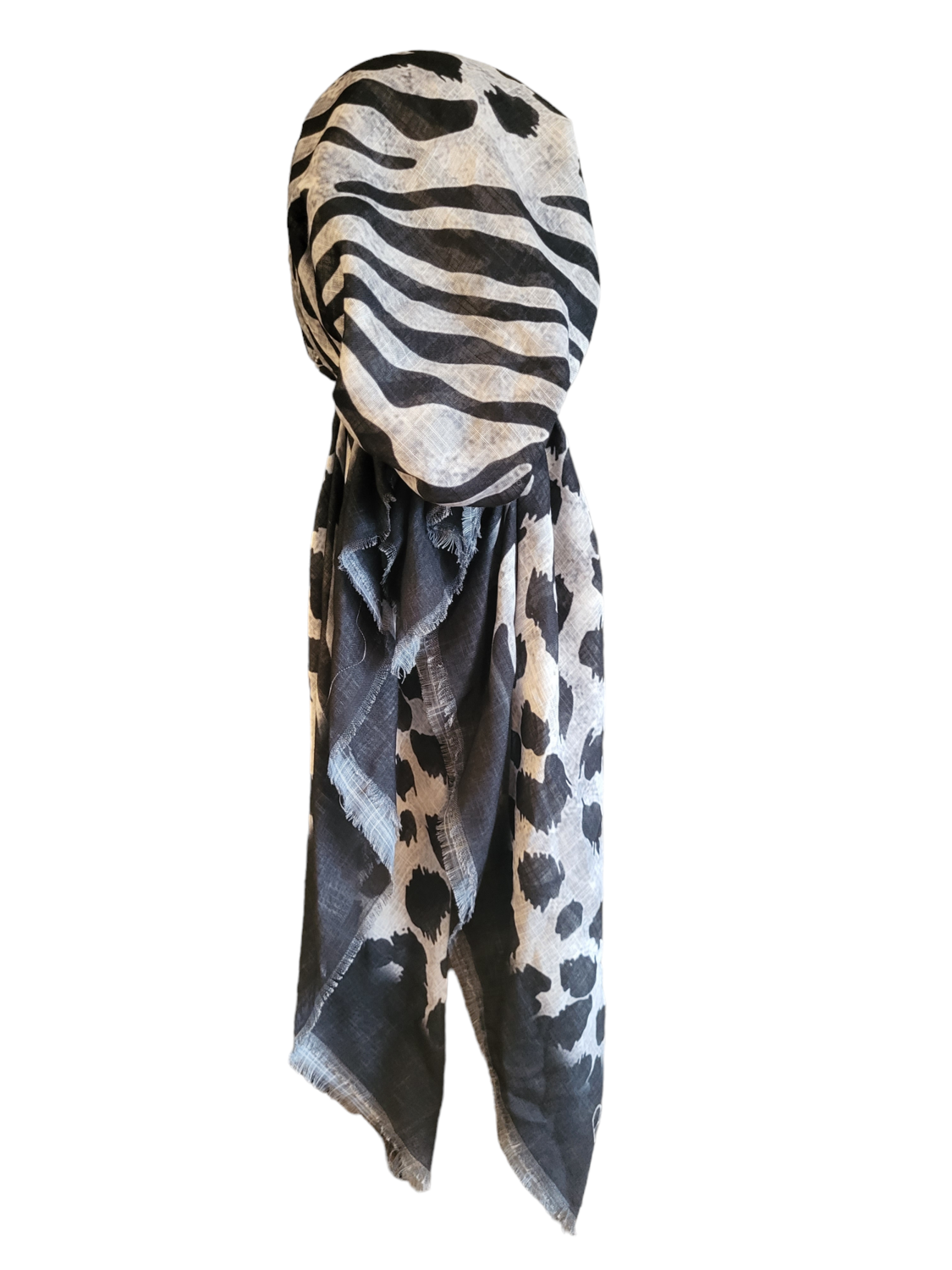 Animal pattern - pretied tichel WITH adjustable pull tab &amp; band sewn in