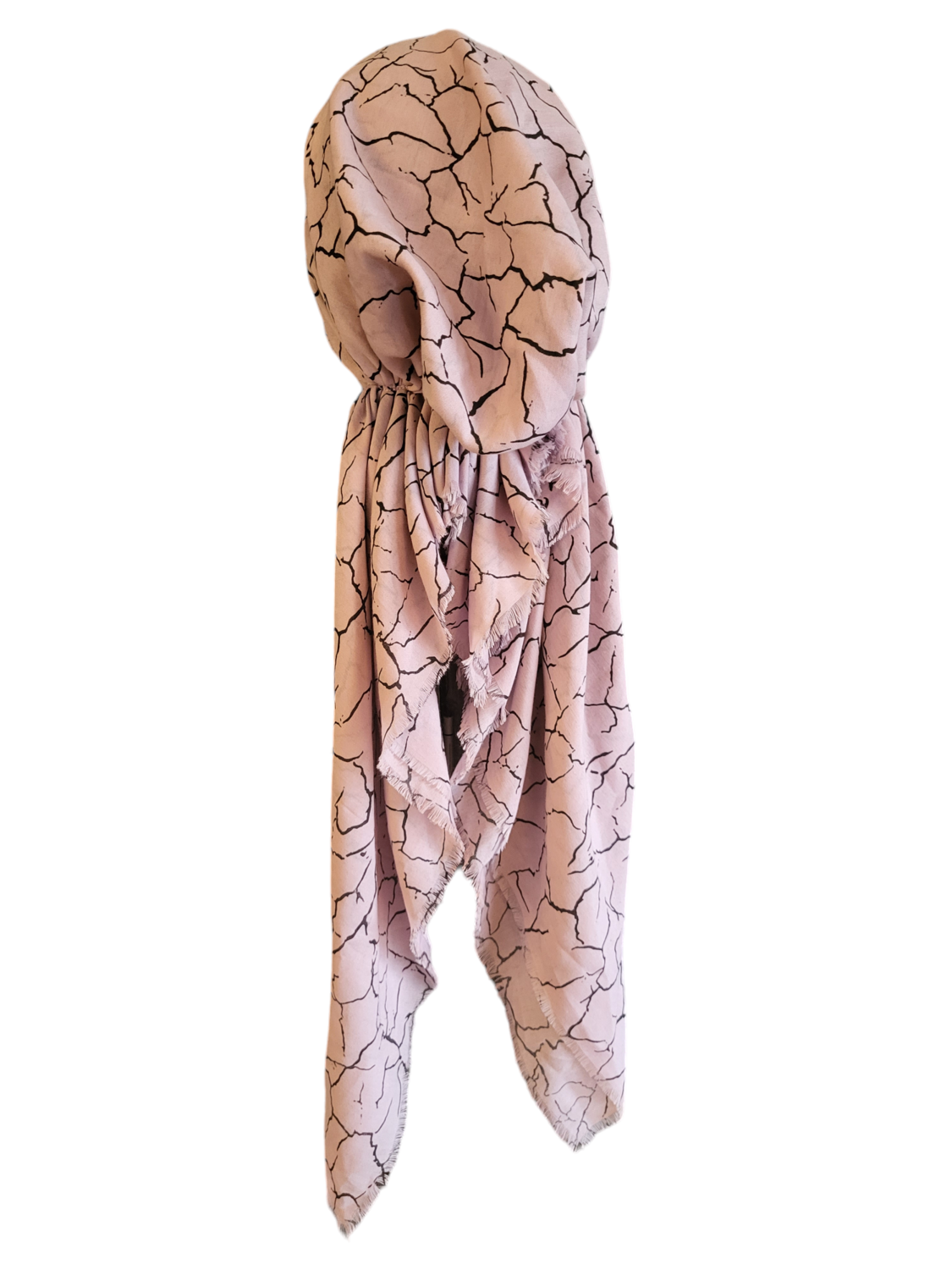 Mauve/wavy - pretied tichel WITH adjustable pull tab &amp; band sewn in