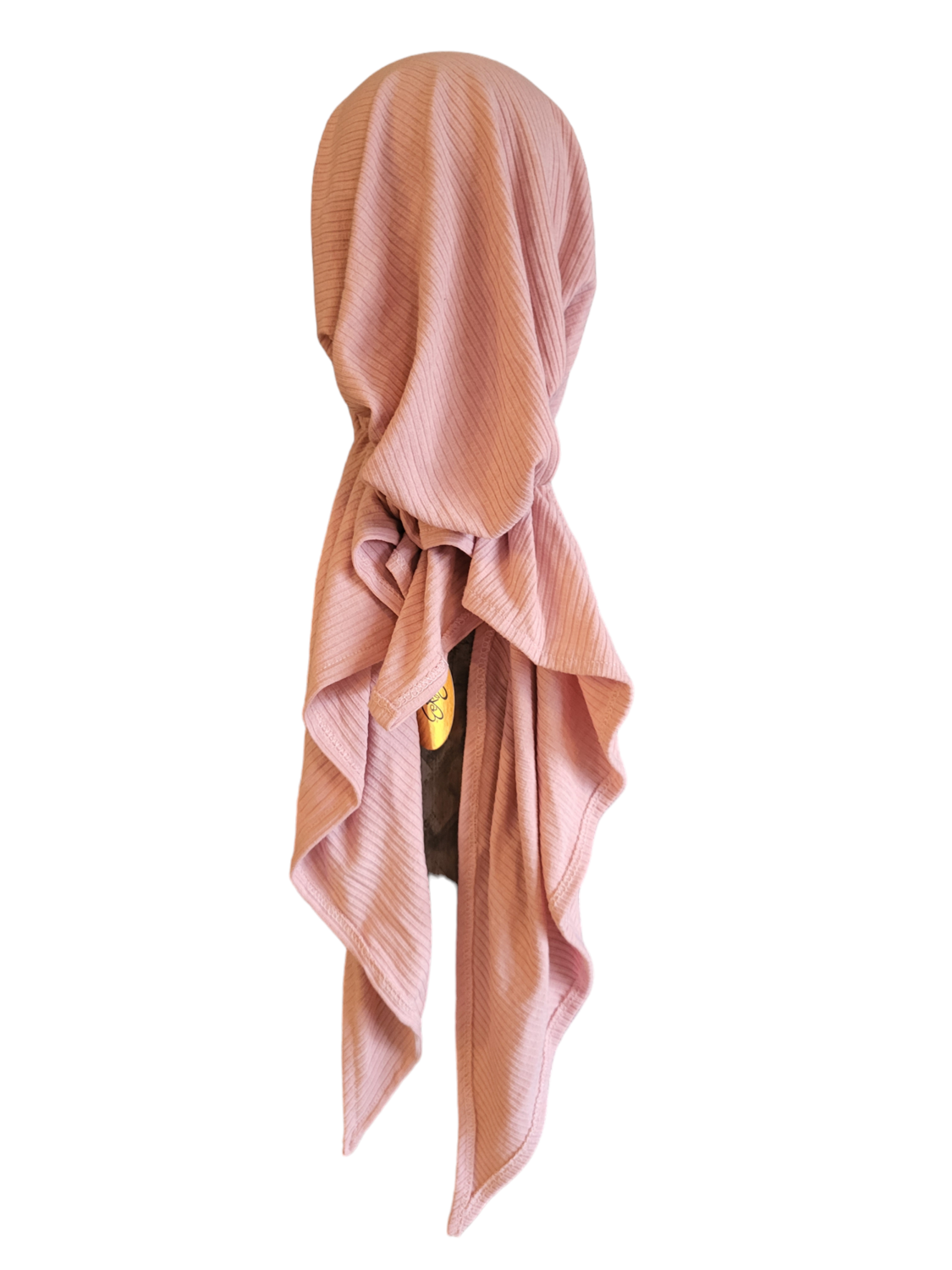 Mauve ribbed - pretied tichel WITH adjustable pull tab &amp; band sewn in - XL