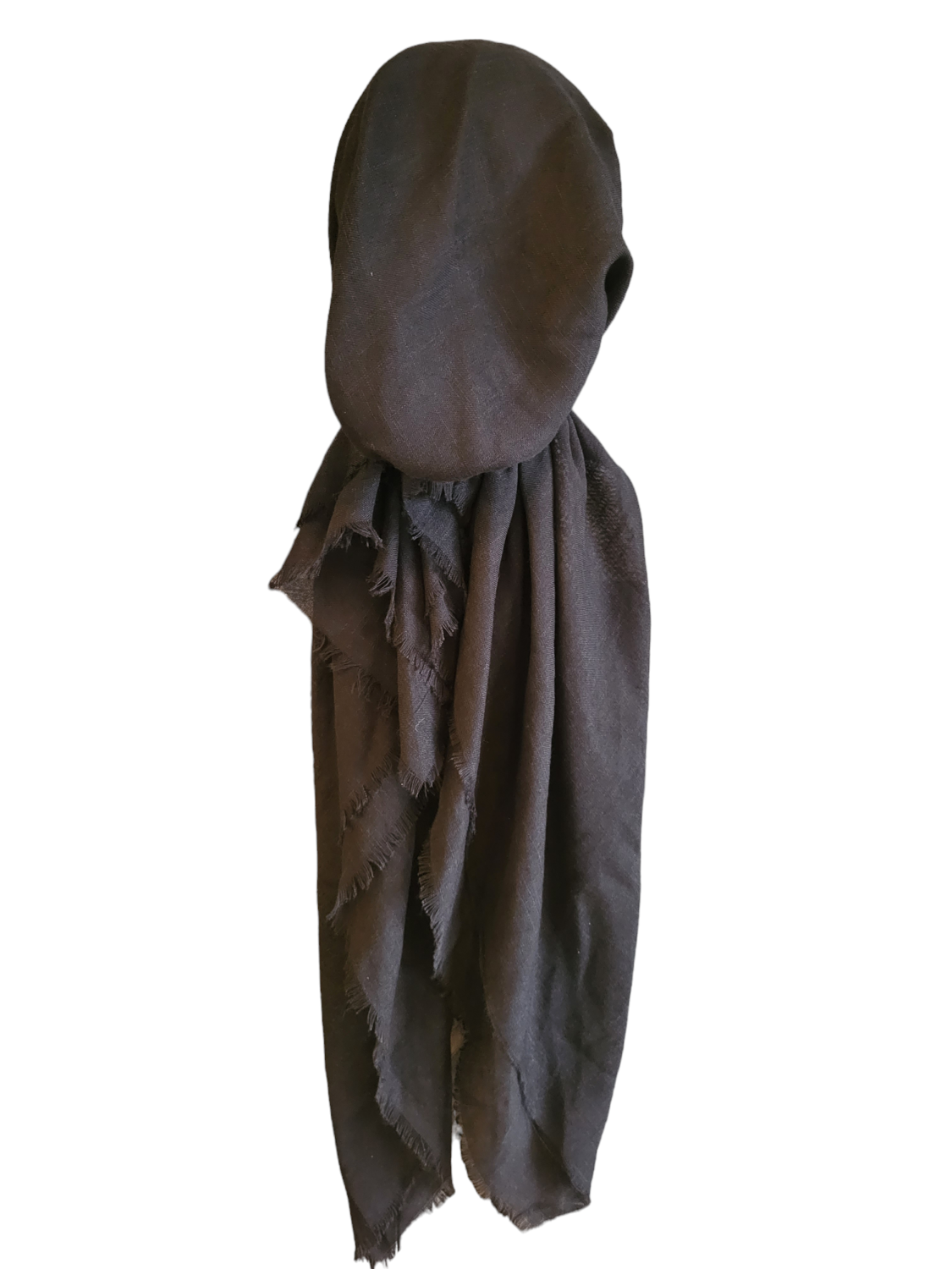 Solid black pretied tichel WITH adjustable pull tab &amp; band sewn in