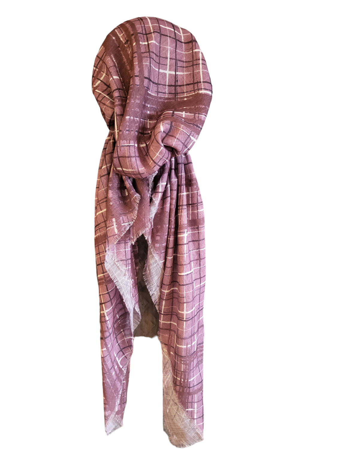 Mauve - pretied tichel WITH adjustable pull tab &amp; band sewn in