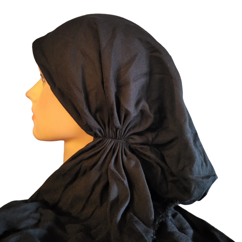 Black - solid soft fringe pretied tichel - Lizi Headwear