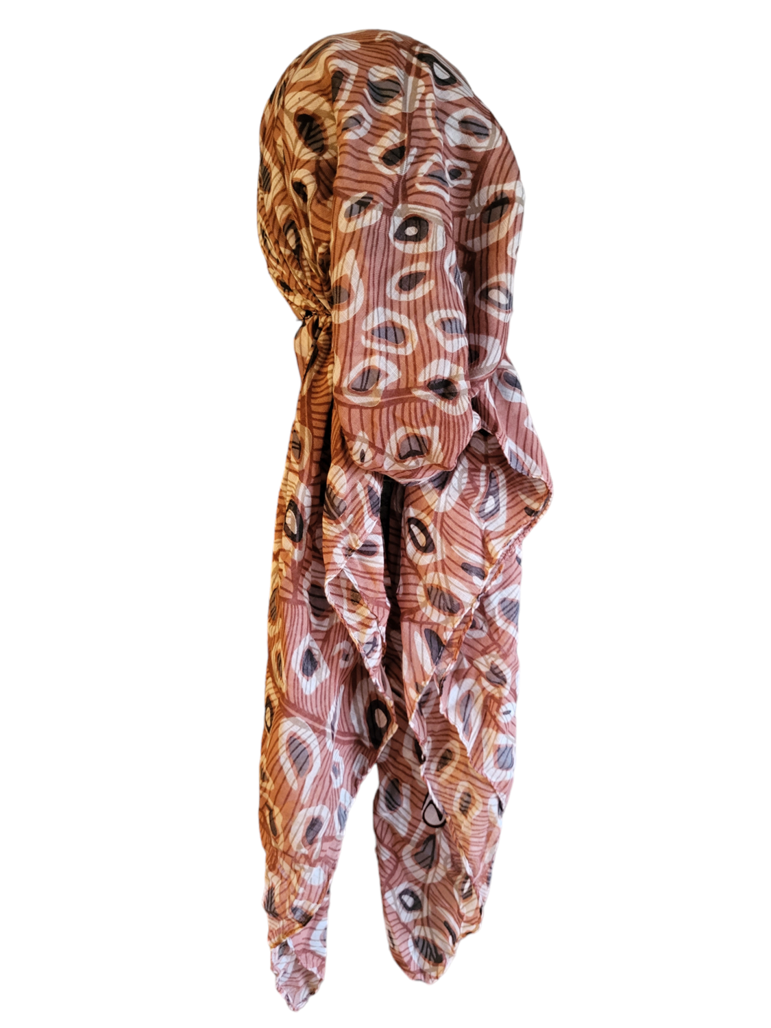 Pink patterned - cotton mix pretied tichel w/band sewn in- Lizi Headwear