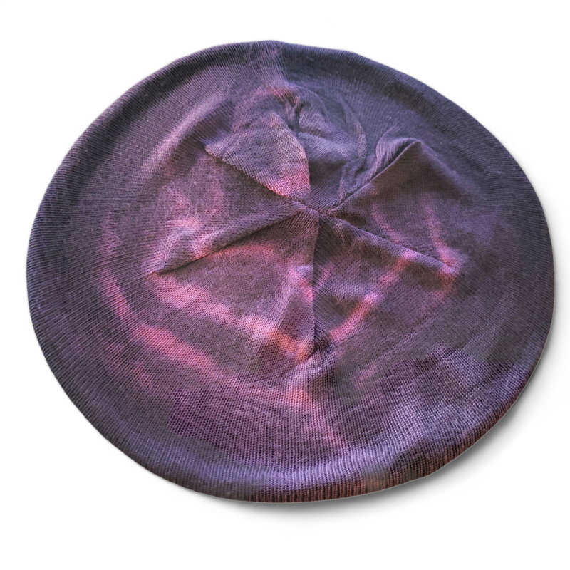 Tie dyed lined snood/beret - magenta mix