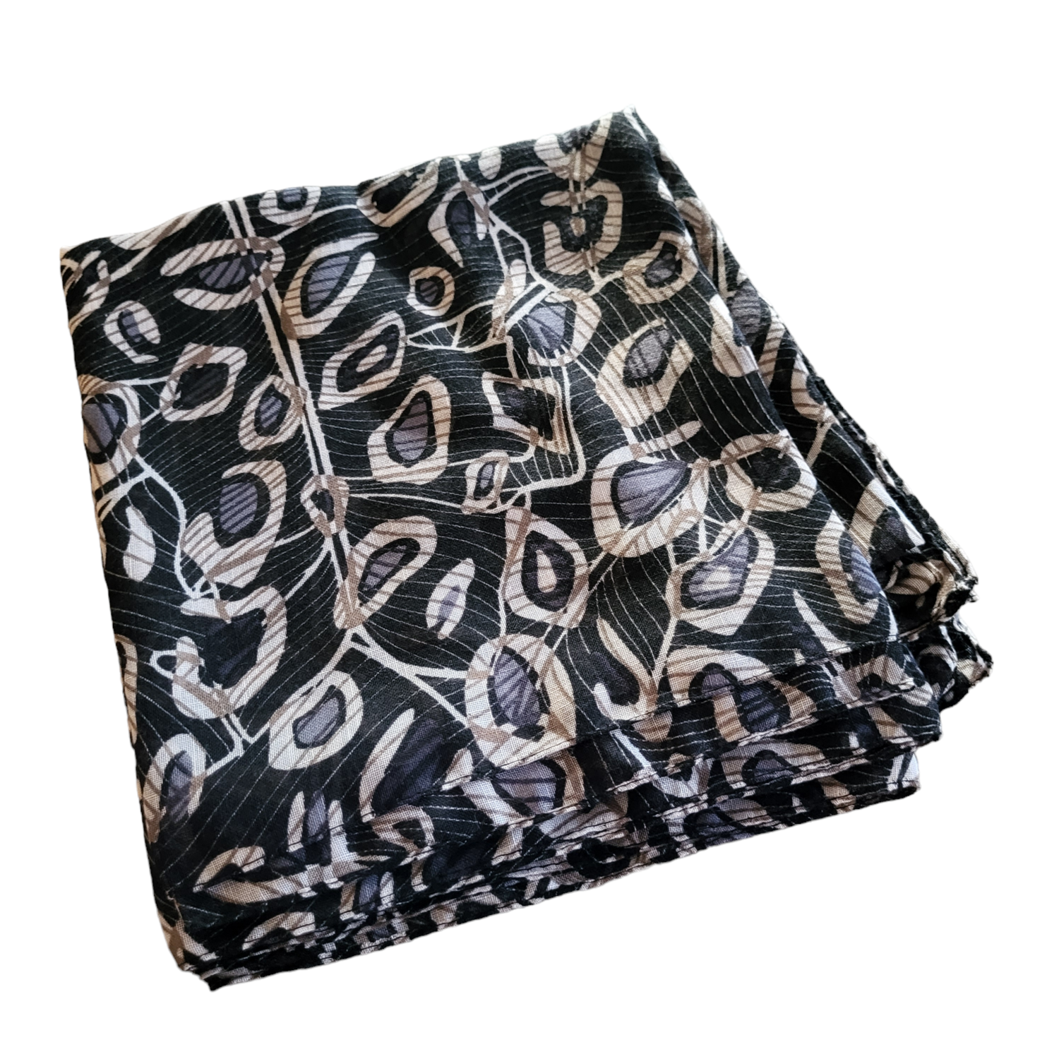 Black - pebble design soft cotton mix tichel