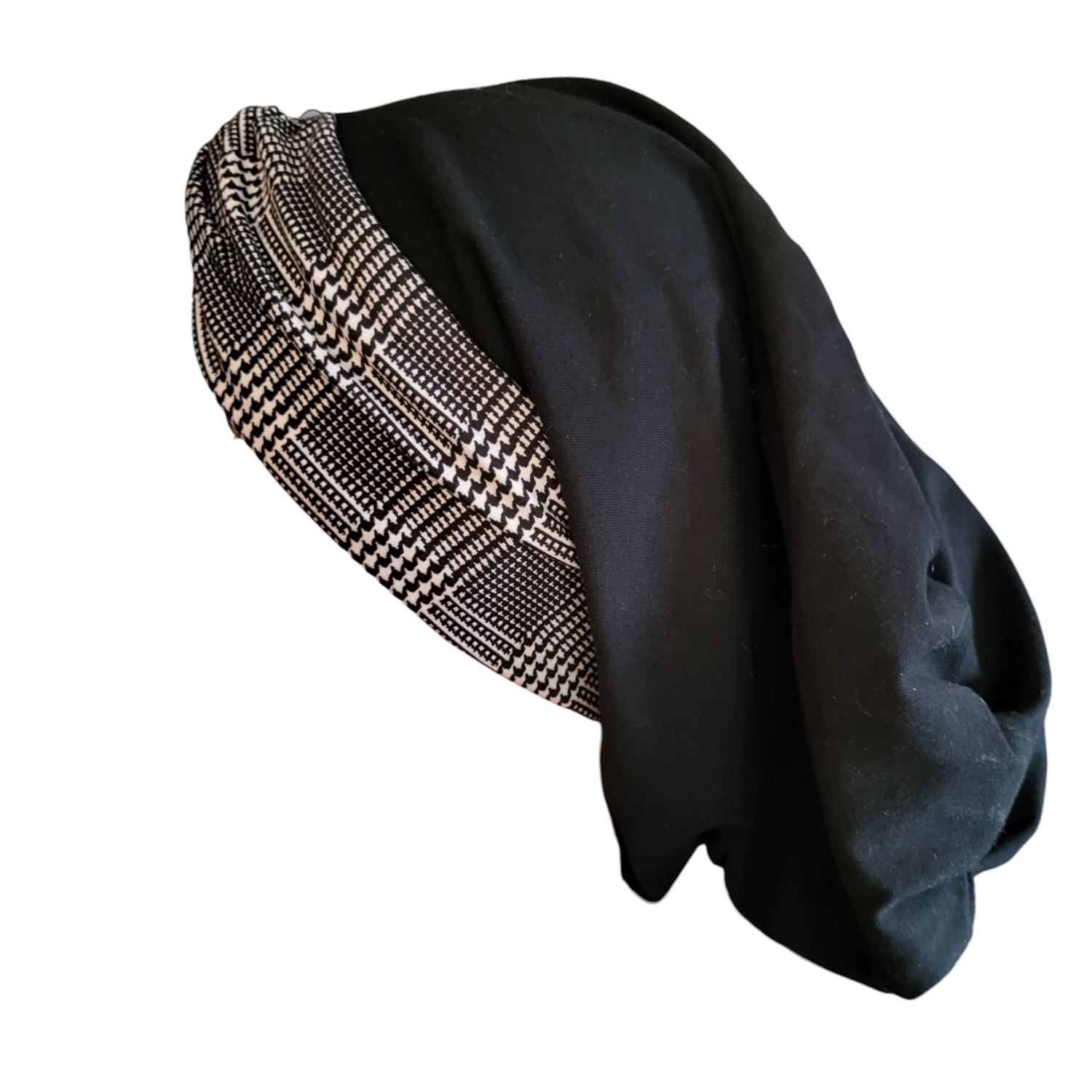 THIN - black knot snood w/ front design