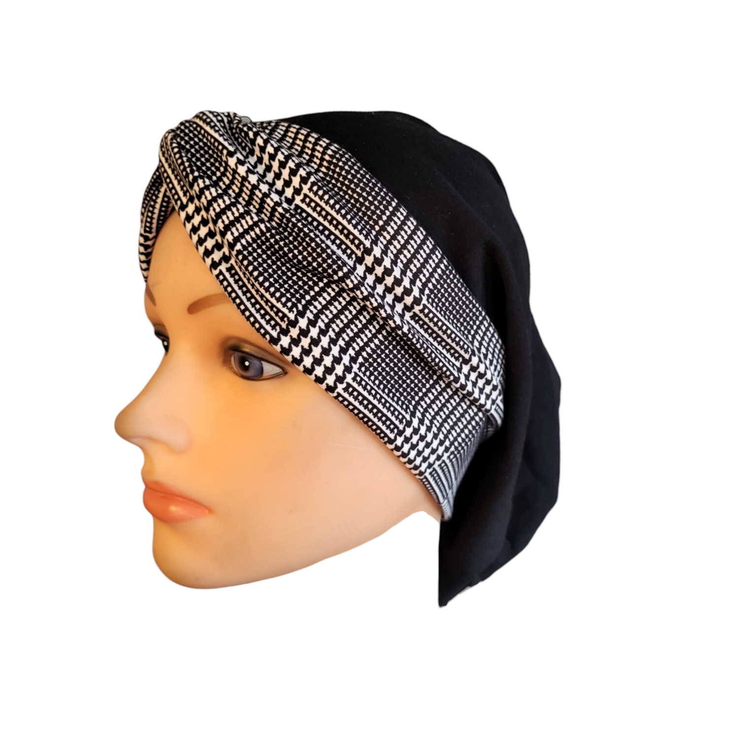 THIN - black knot snood w/ front design