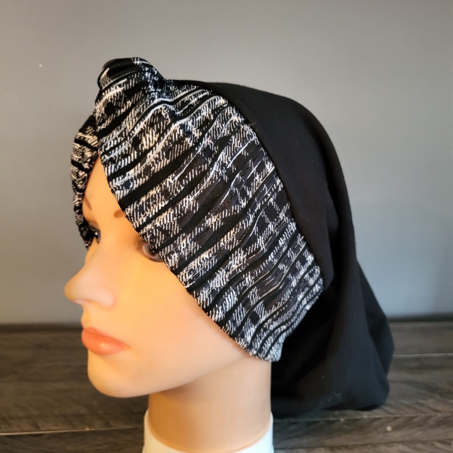 THIN - black knot snood w/ front design #2