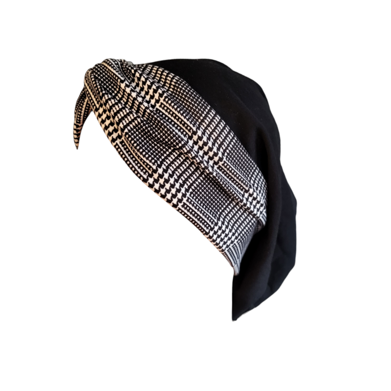 THIN - black knot snood w/ front design