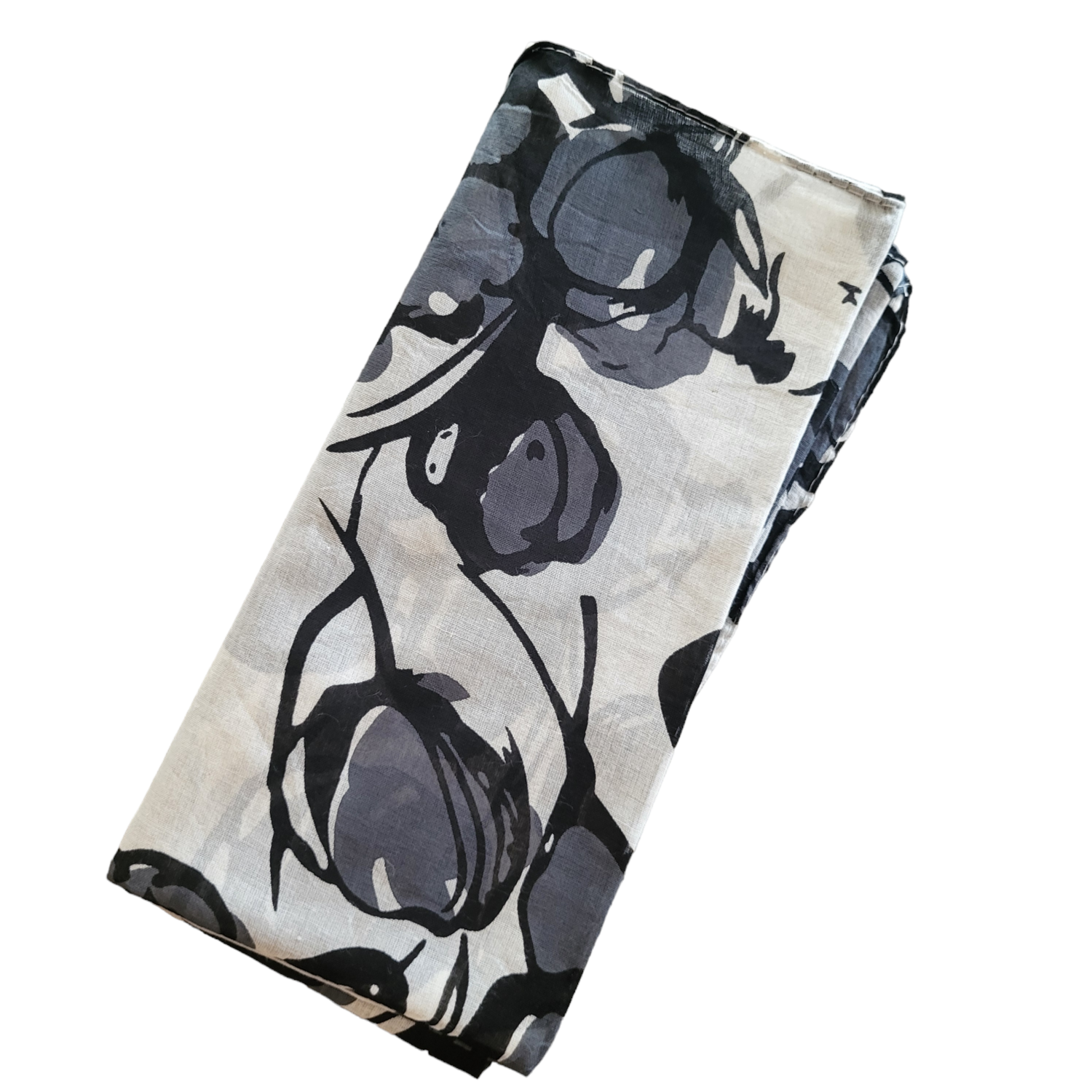 Large flowers super thin cotton tichel - gray