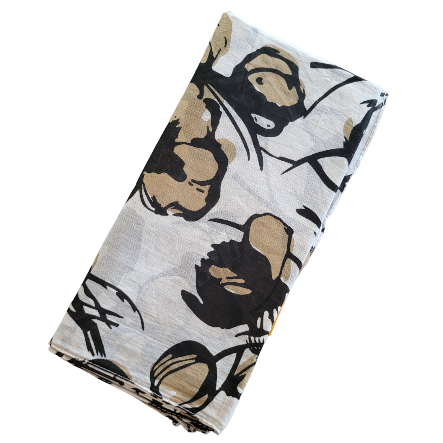 Large flowers super thin cotton tichel - tan