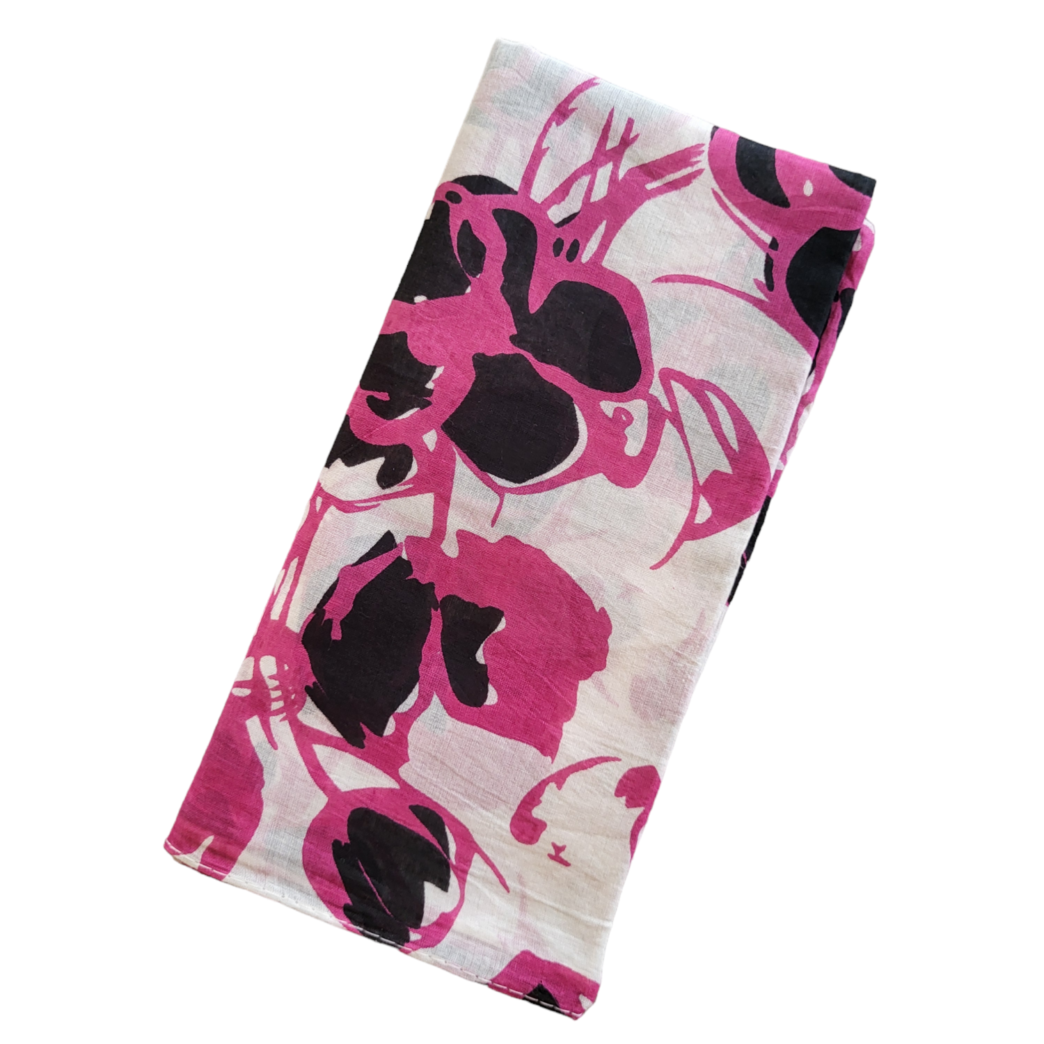 Large flowers super thin cotton tichel - fuchsia