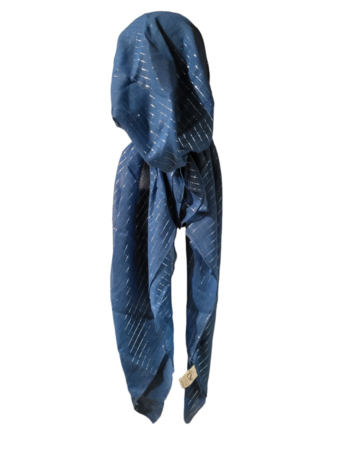Denim blue lurex pre tied tichel