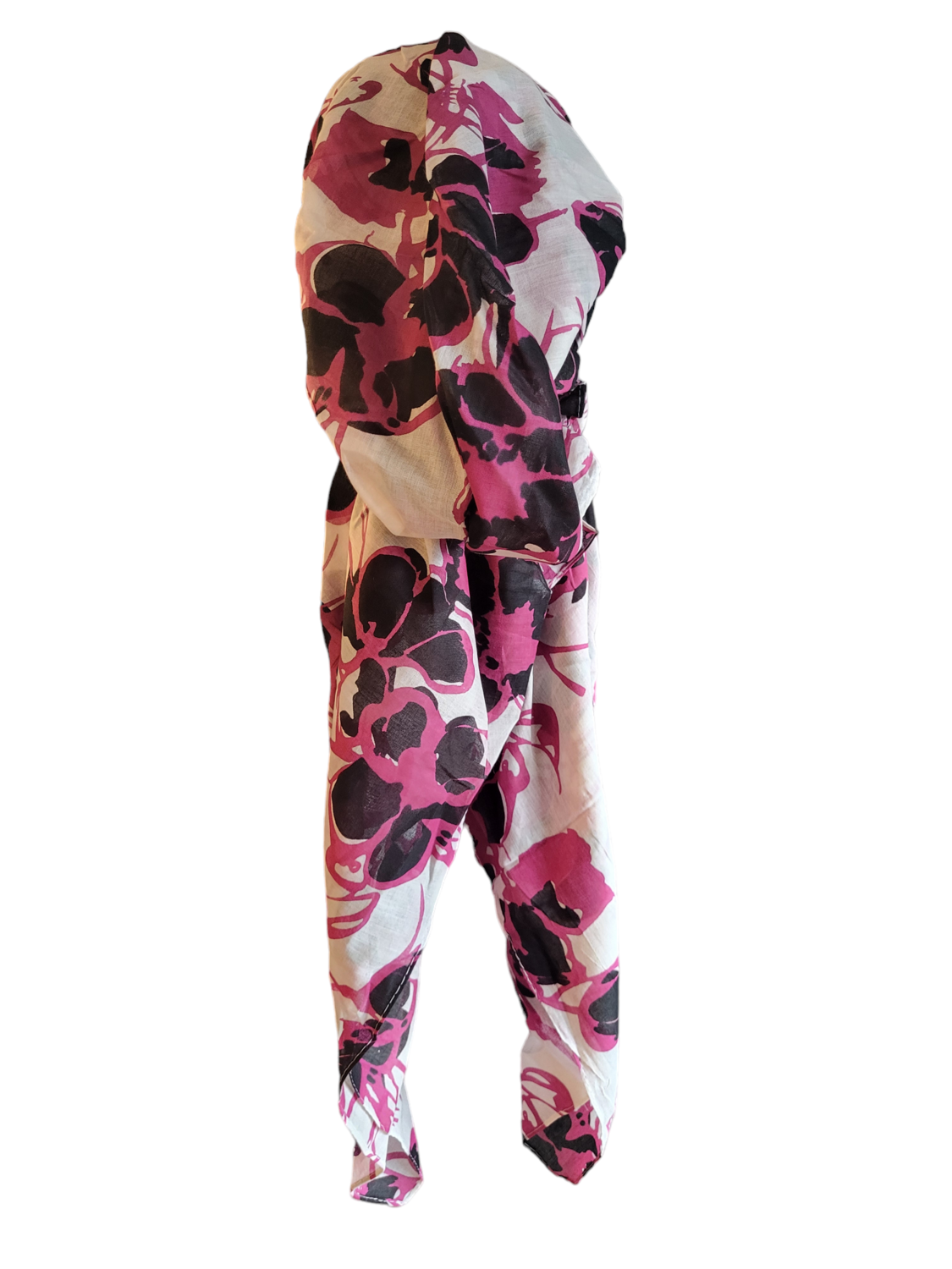 Cotton super thin - large flowers pretied tichel - fuchsia