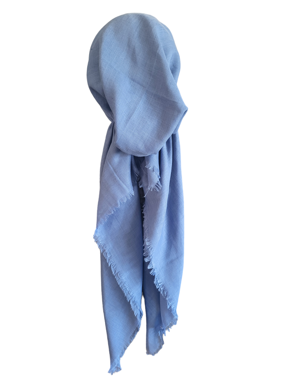 Light blue/denim solid  - soft fringes pretied tichel